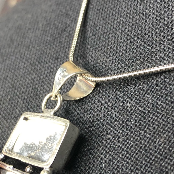 Zebra Stripe Jasper Sterling Silver Pendant on Snake Chain Necklace 20” Long - Picture 6 of 8